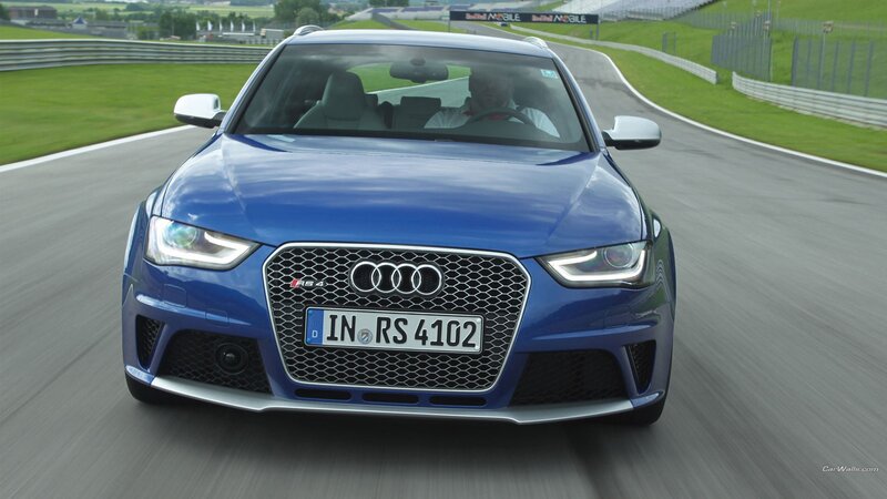 Blue Audi Rs4 on Track — Dynamic, Afternoon