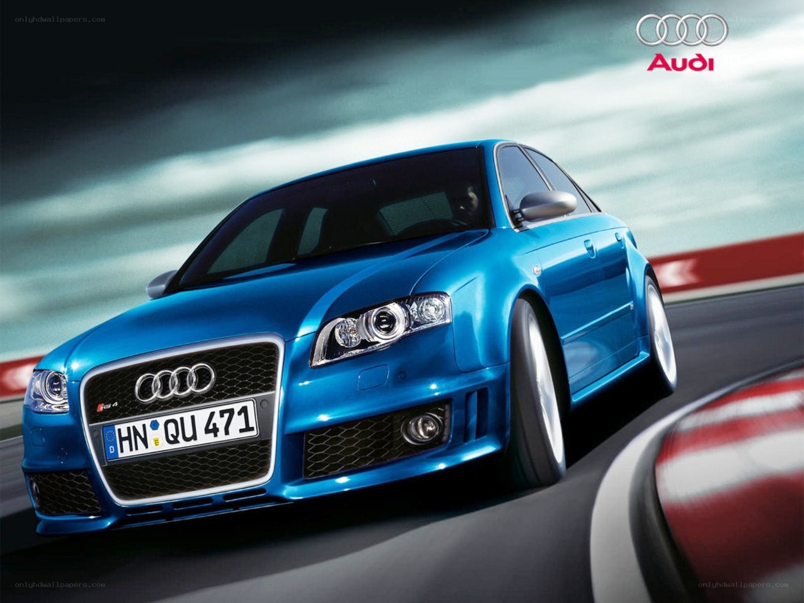 blue audi rs4 on track