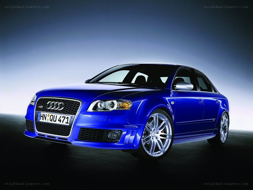 Blue Audi RS4 sedan