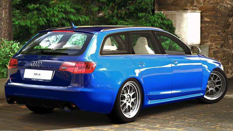 blue audi rs6 station wagon