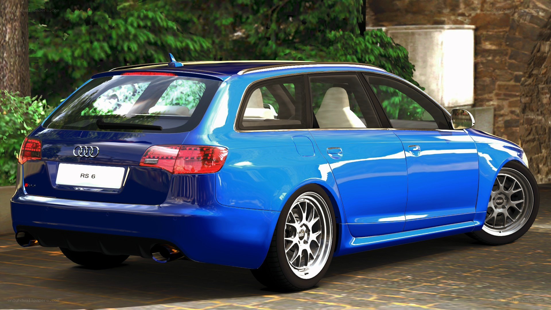 blue audi rs6 station wagon