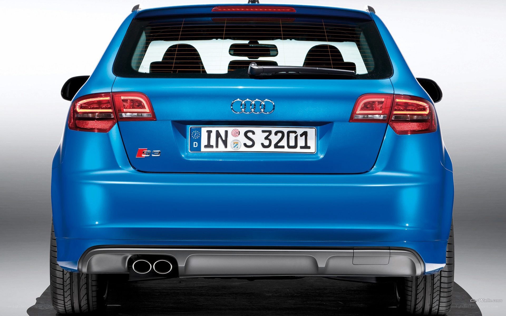 blue audi s3 rear view