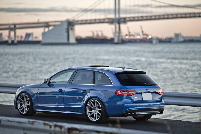 Blue Audi S4 Avant by water