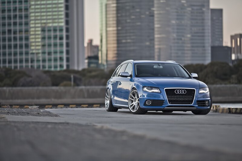 Blue Audi S4 Avant in city
