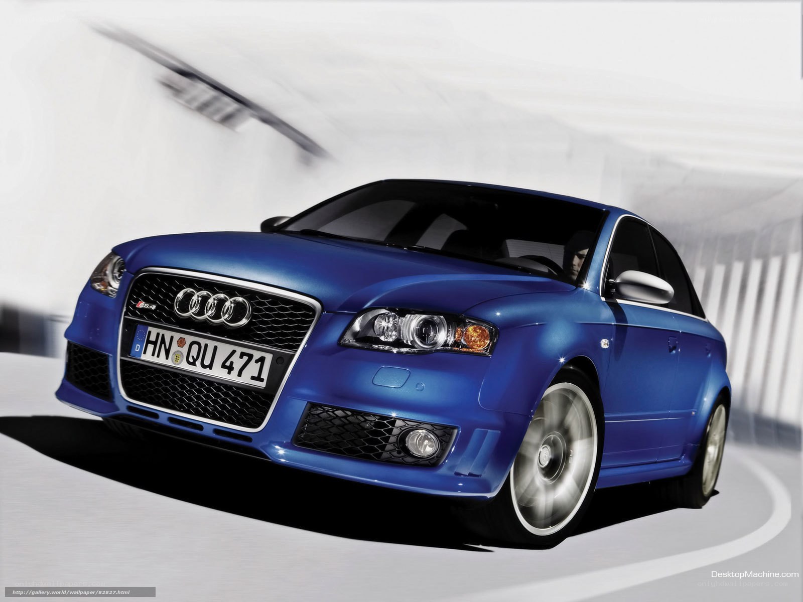 Blue Audi S4 in motion