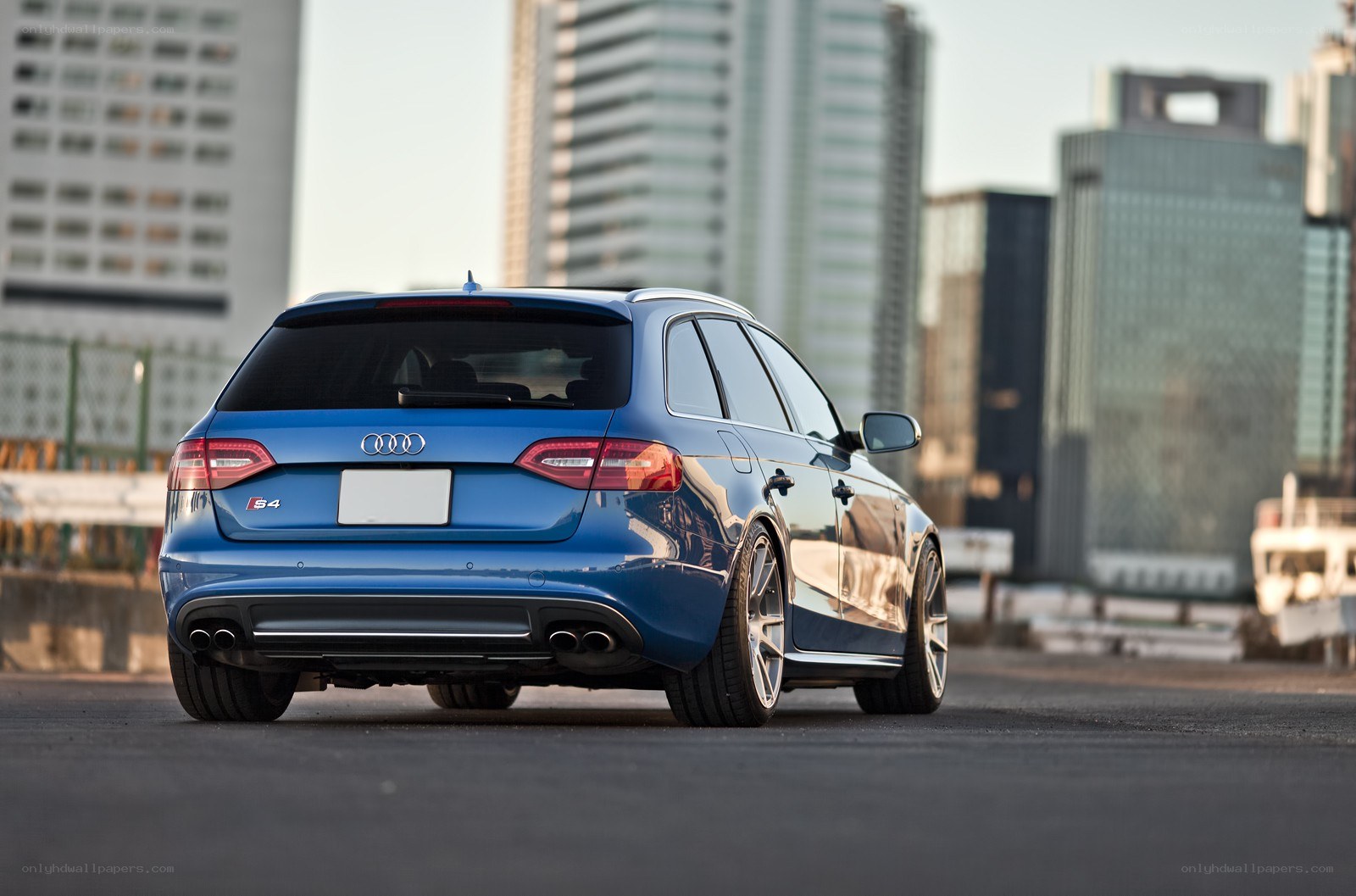 blue audi s4 station wagon