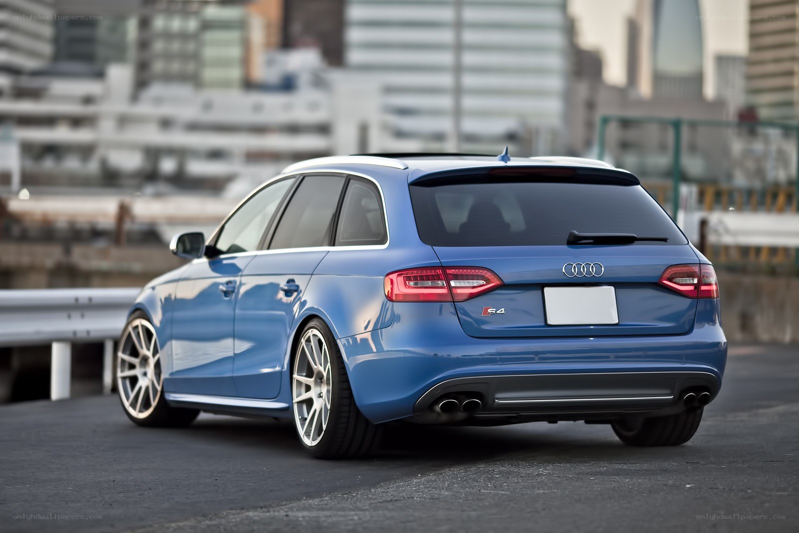 blue audi s4 station wagon