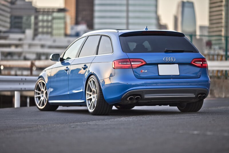 blue audi s4 station wagon