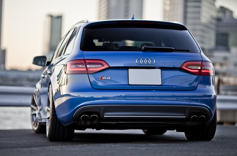 Blue Audi S4 Station Wagon — Calm, Sunset
