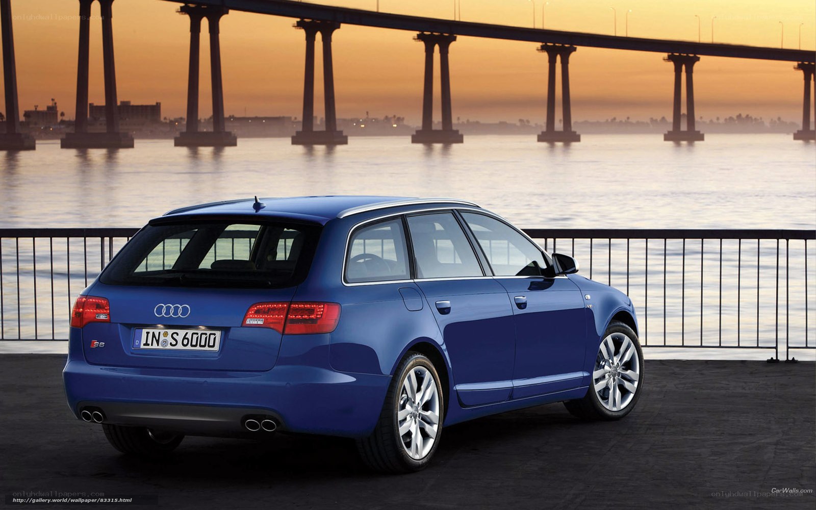 Blue Audi S6 Avant by the water