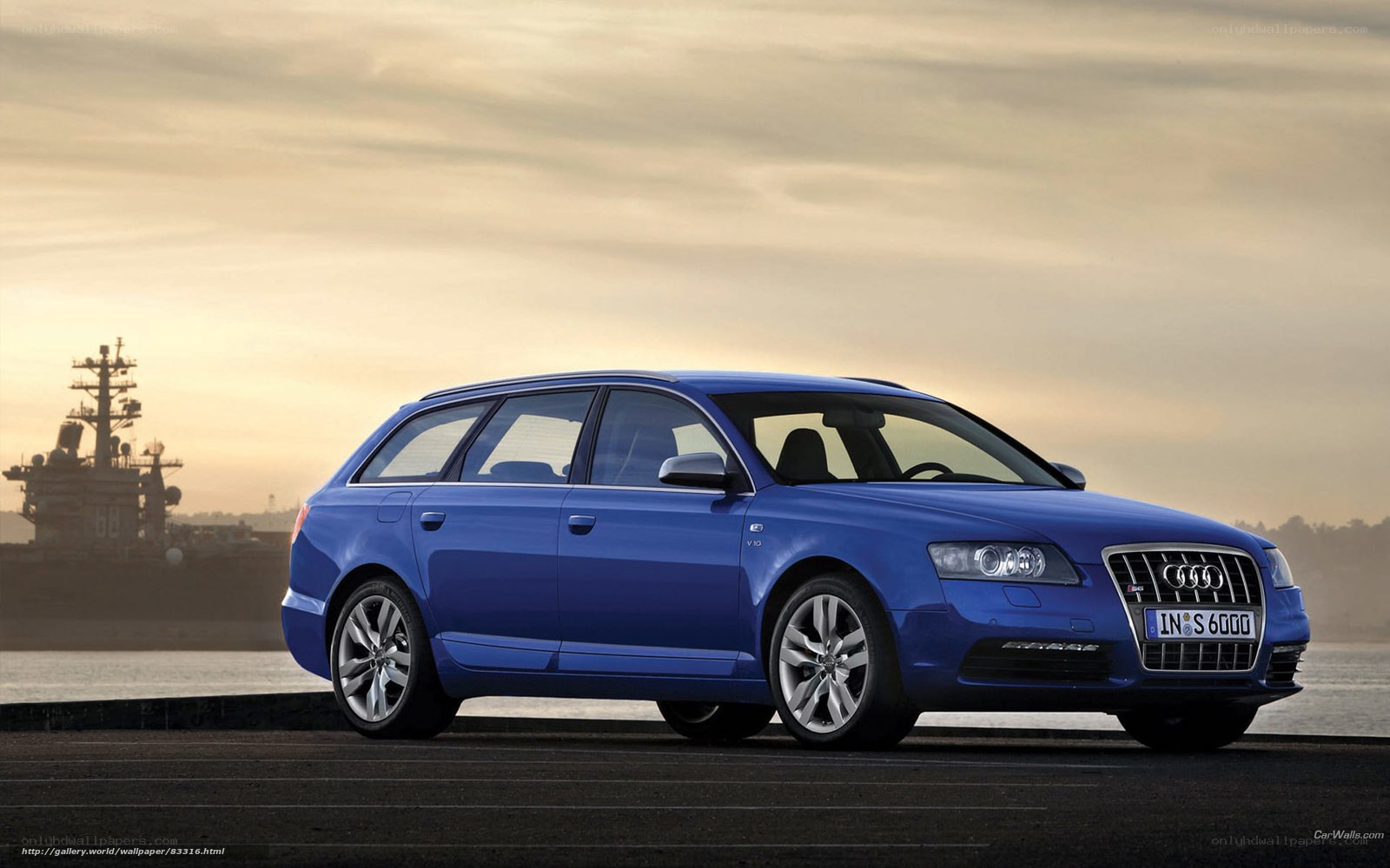 Blue Audi S6 Avant parked