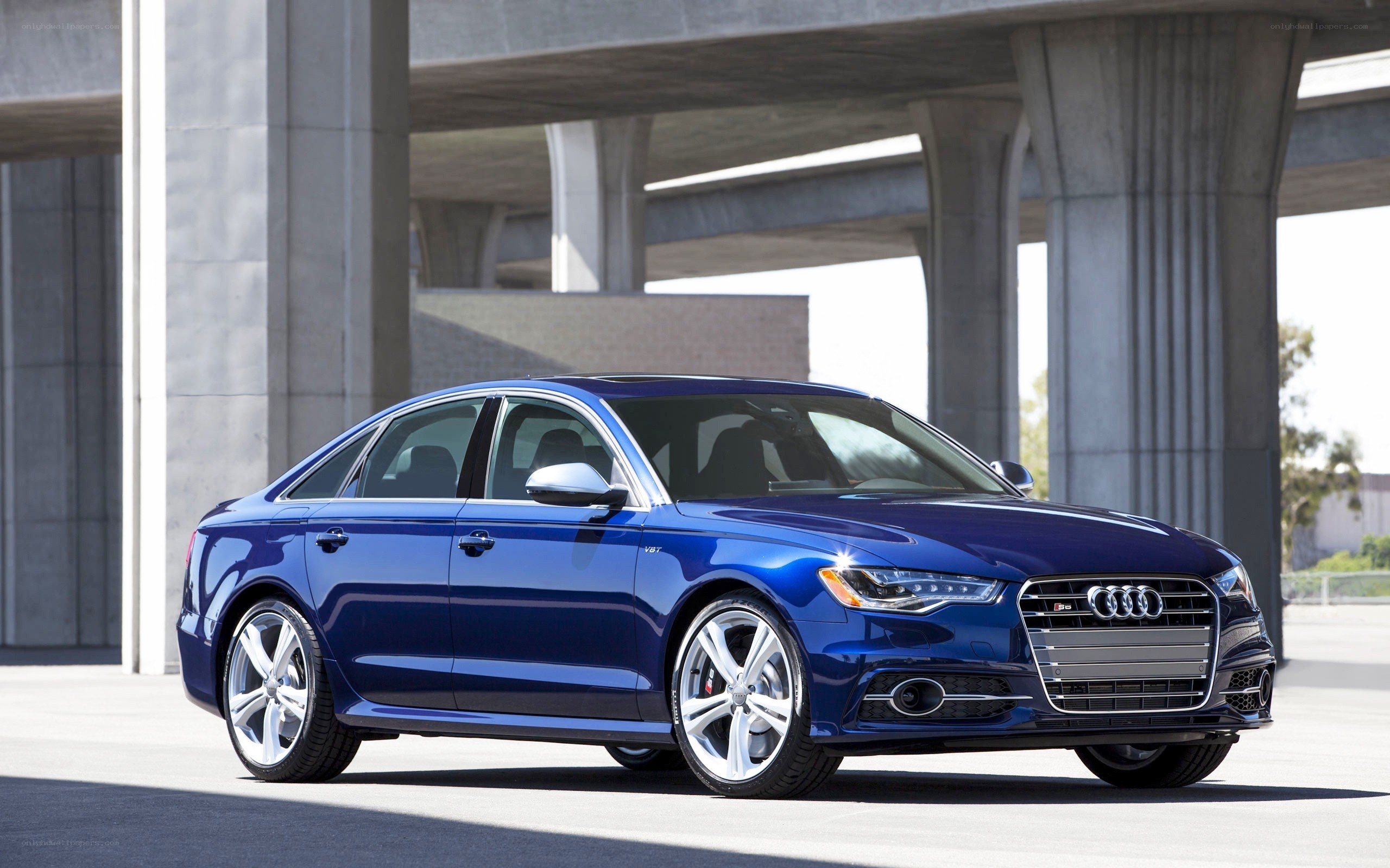 Blue Audi S6 sedan