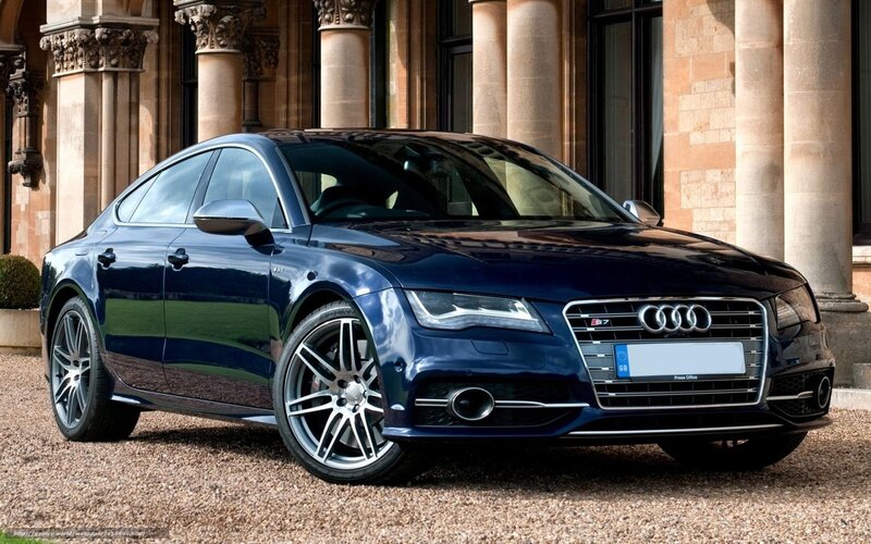 Blue Audi S7 parked outside