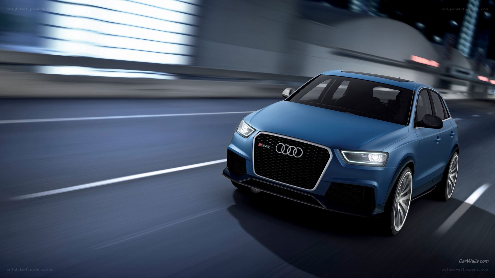 blue audi sq5 in motion