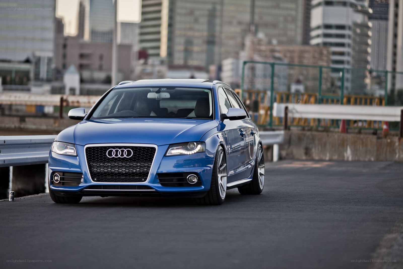 blue audi station wagon