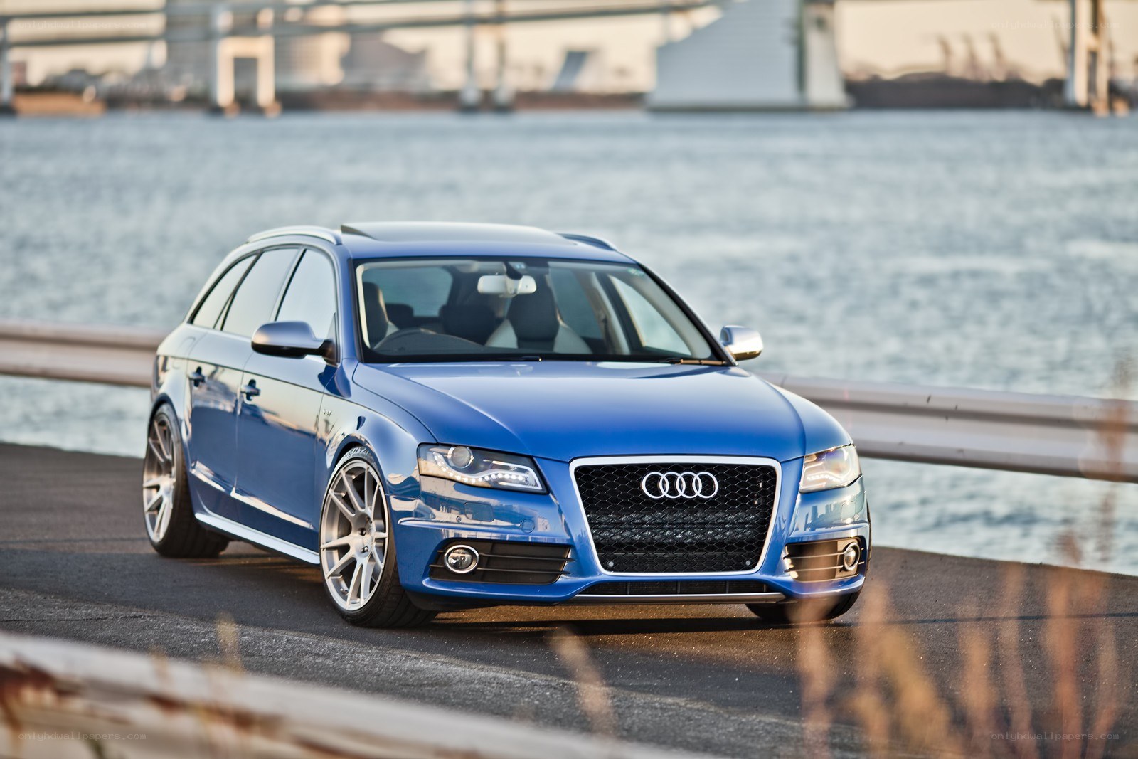 blue audi station wagon
