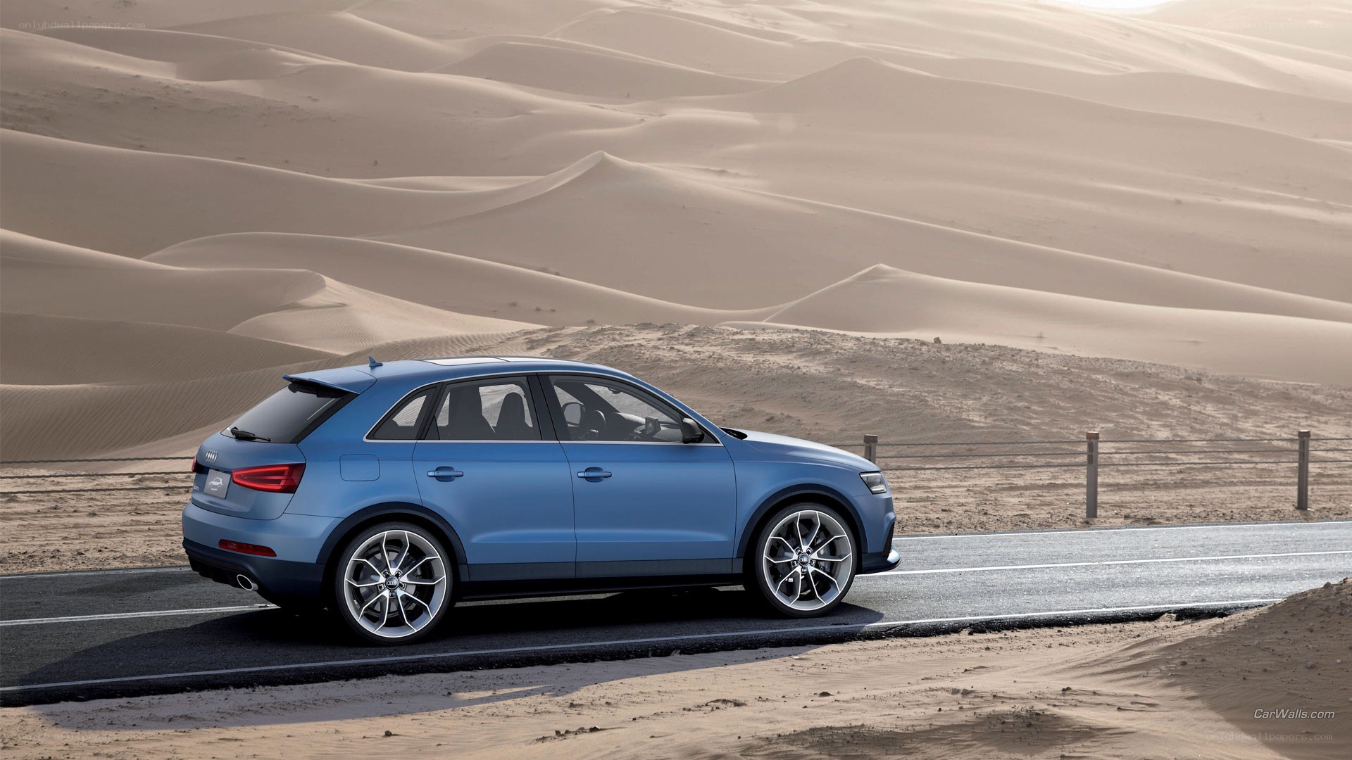 blue audi suv in desert