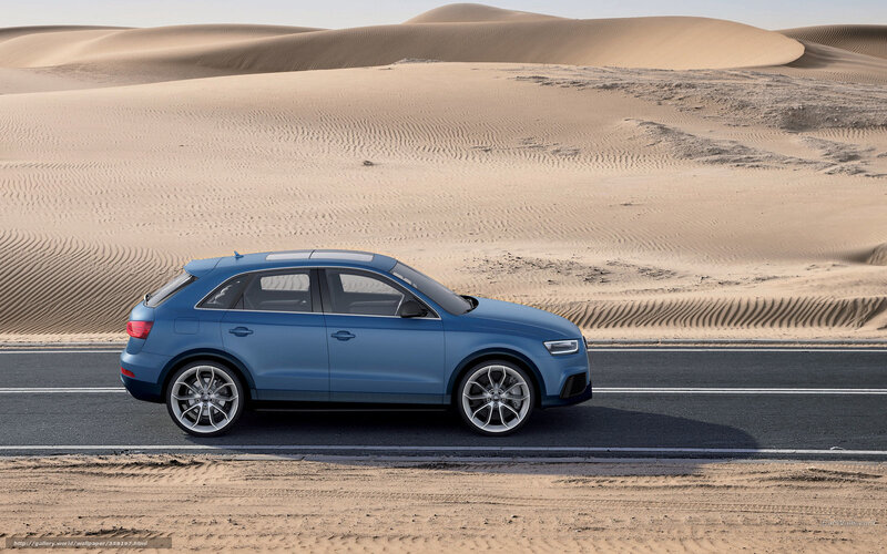 Blue Audi SUV in desert