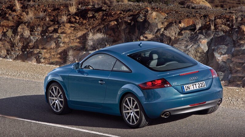 Blue Audi TT on a road