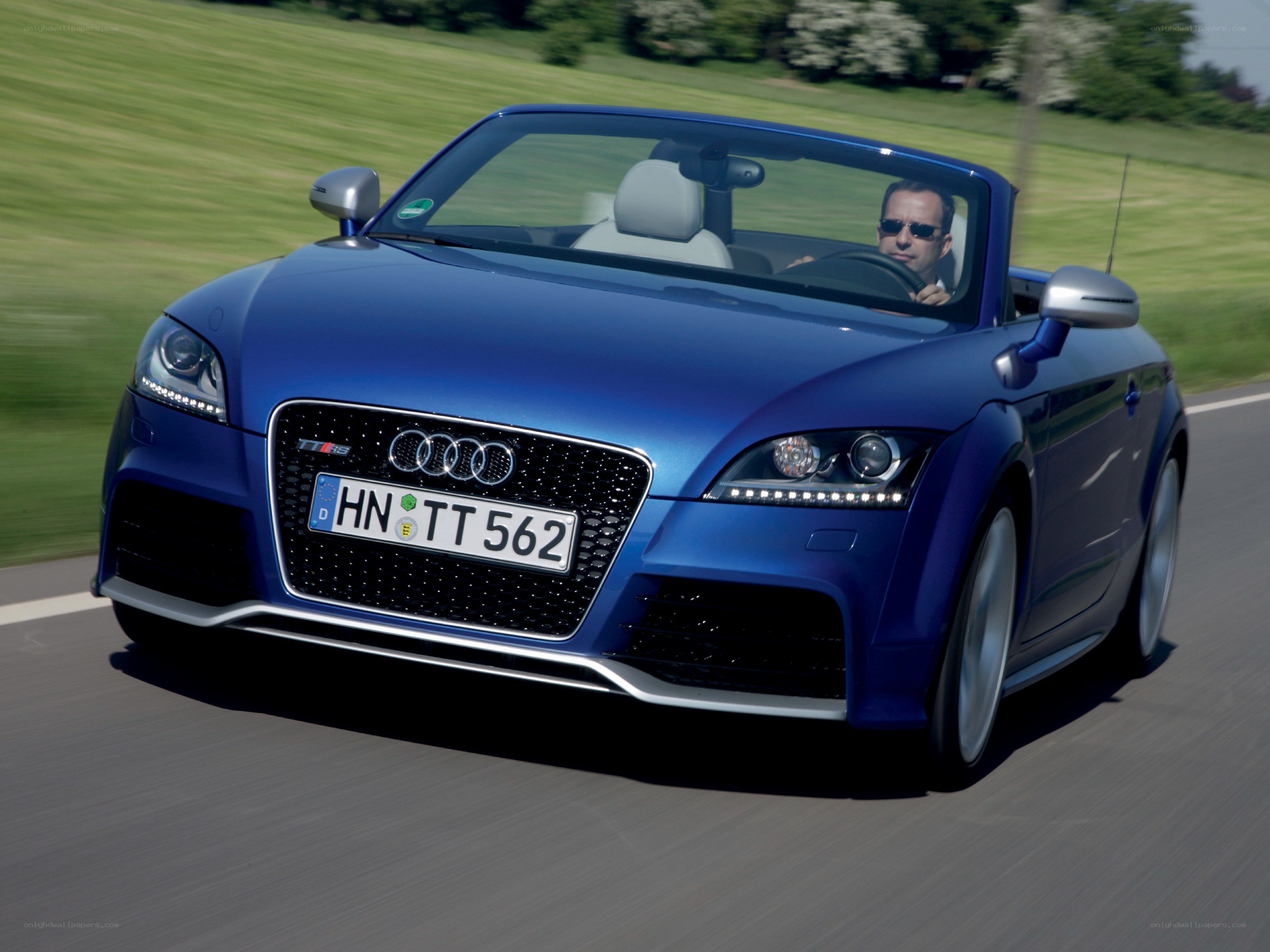 Blue Audi TT RS convertible