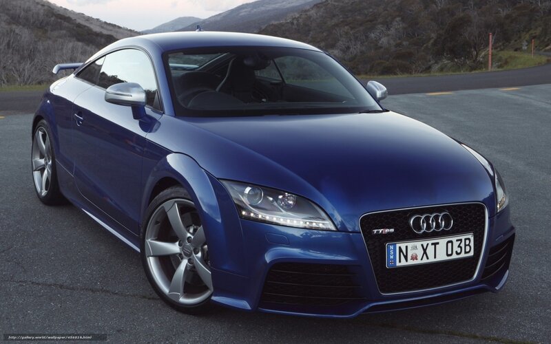 Blue Audi TT RS on a road