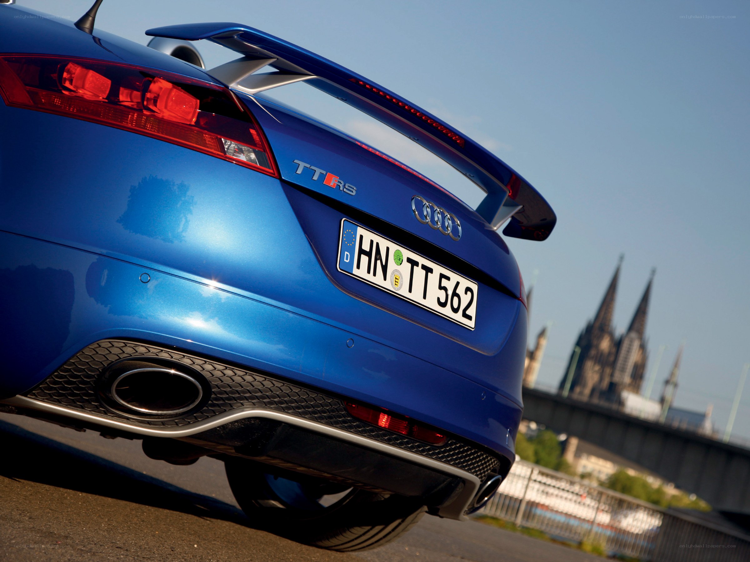 Blue Audi TT RS rear view
