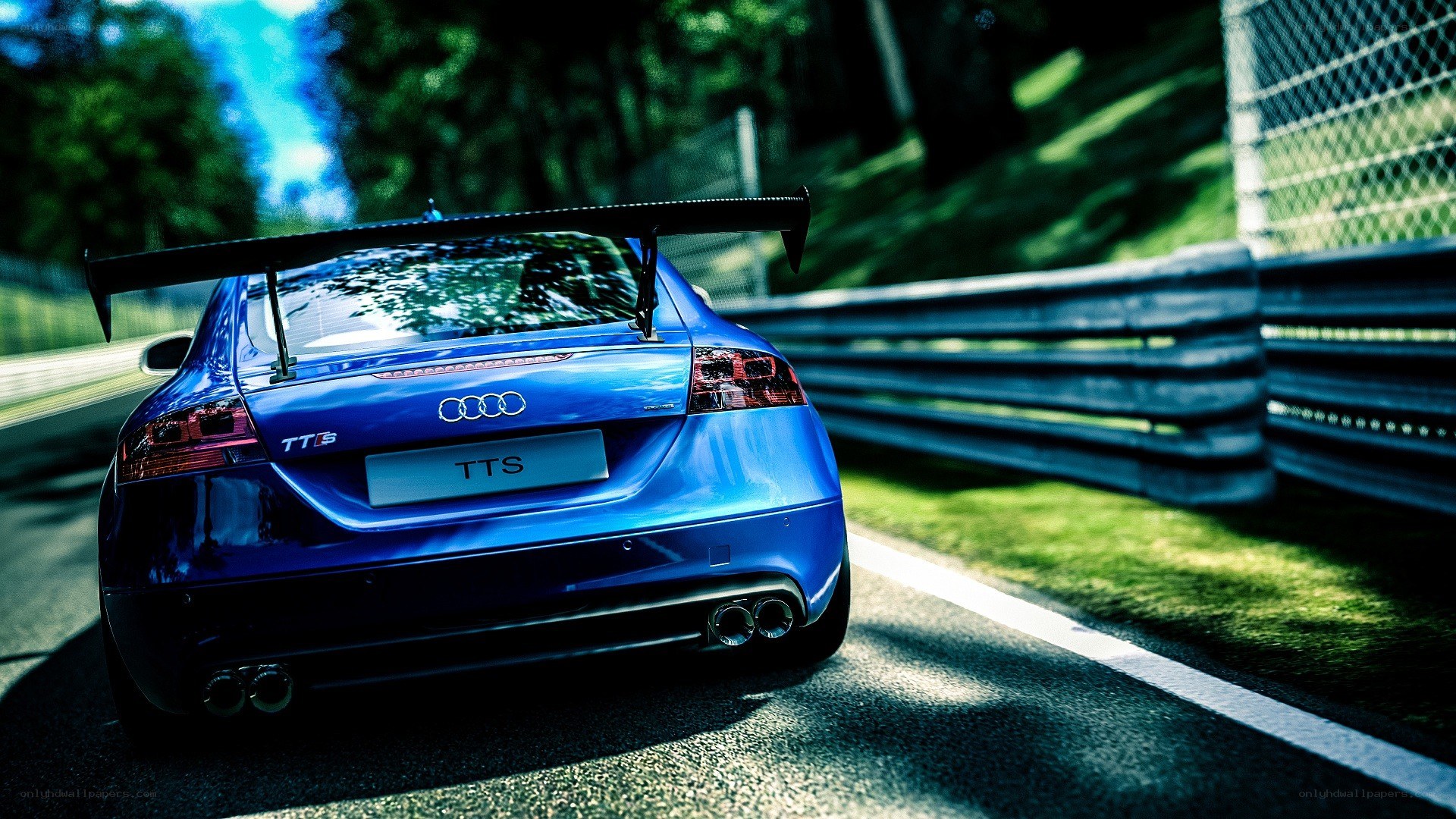 blue audi tts on racetrack