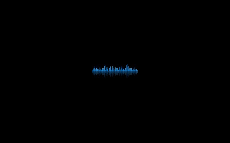 blue audio waveform on black