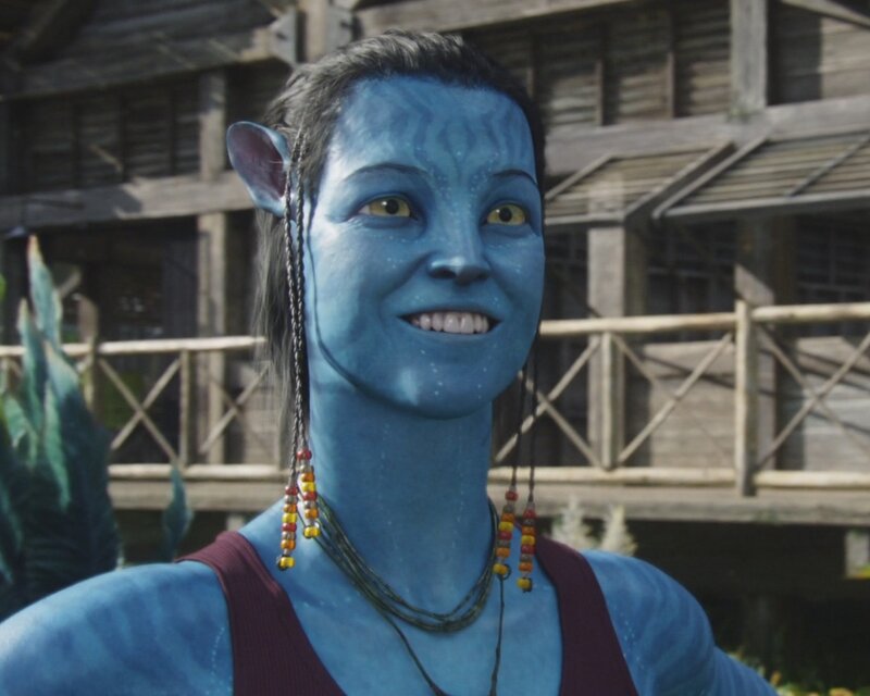 blue avatar character smiling