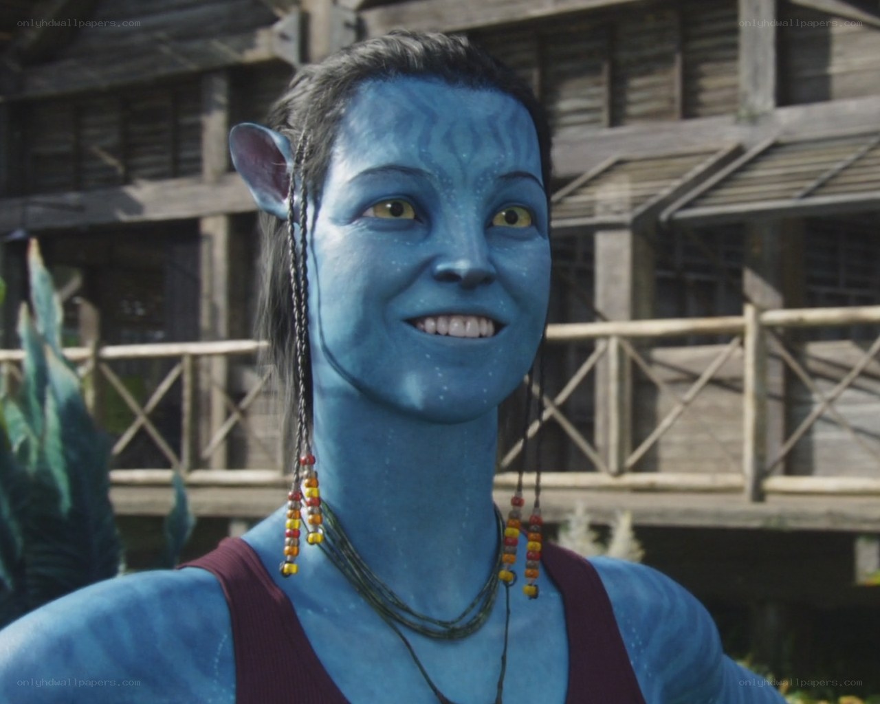 blue avatar character smiling