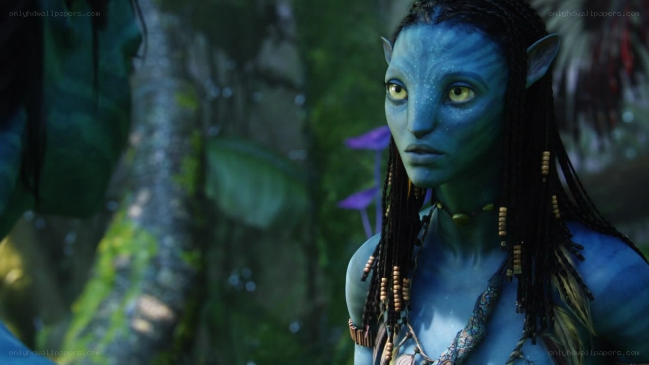 blue avatar in forest