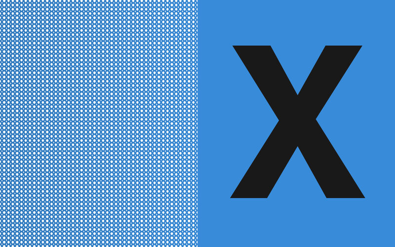 blue background with black X