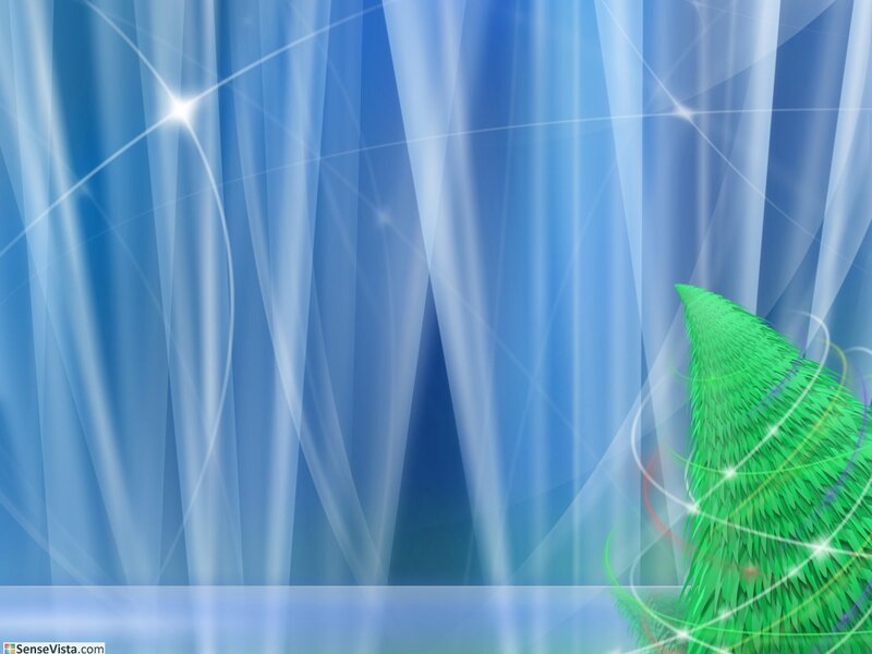 blue background with green tree