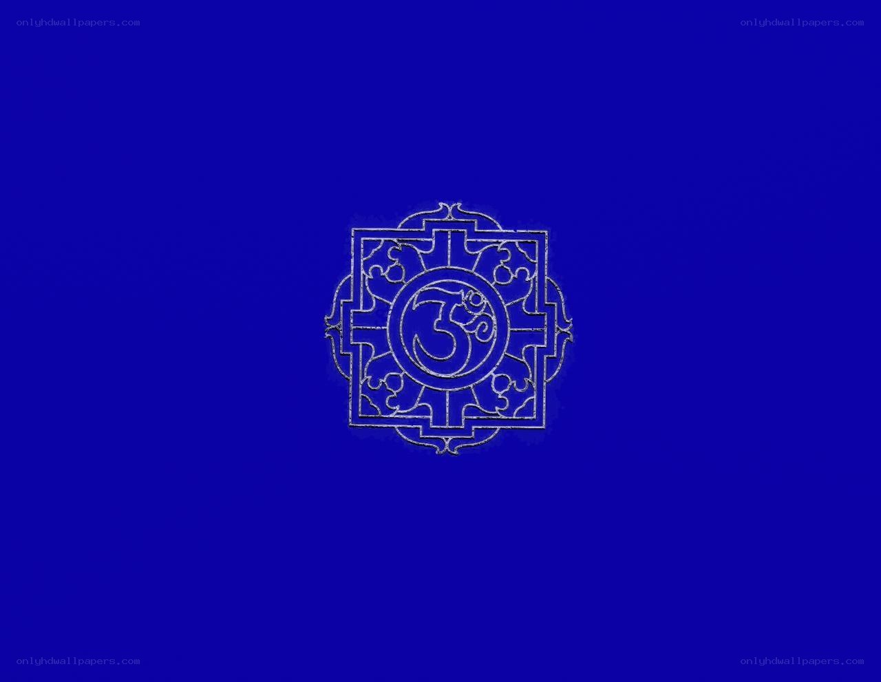 blue background with ornate symbol