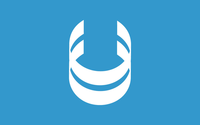 blue background with white logo