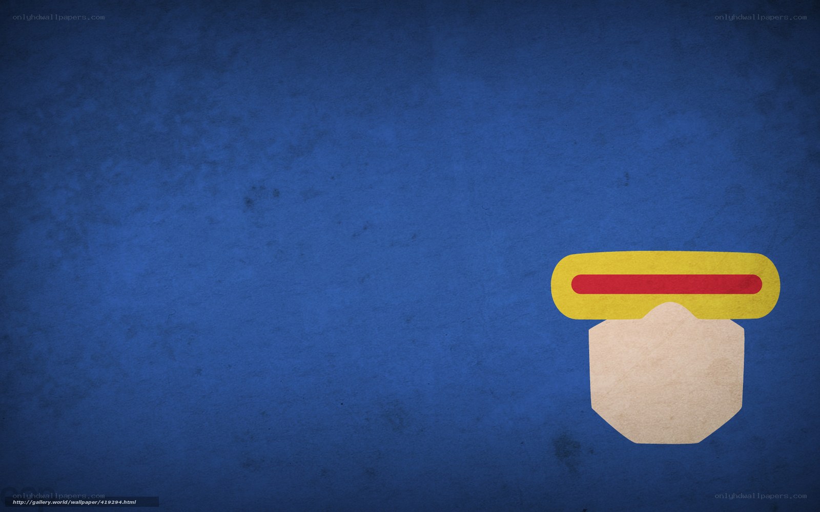 blue background with yellow and red icon
