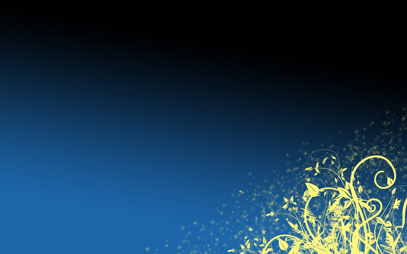 blue background with yellow floral design