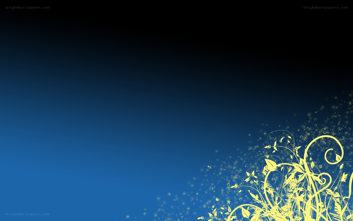 blue background with yellow floral design