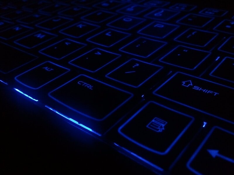 blue backlit keyboard
