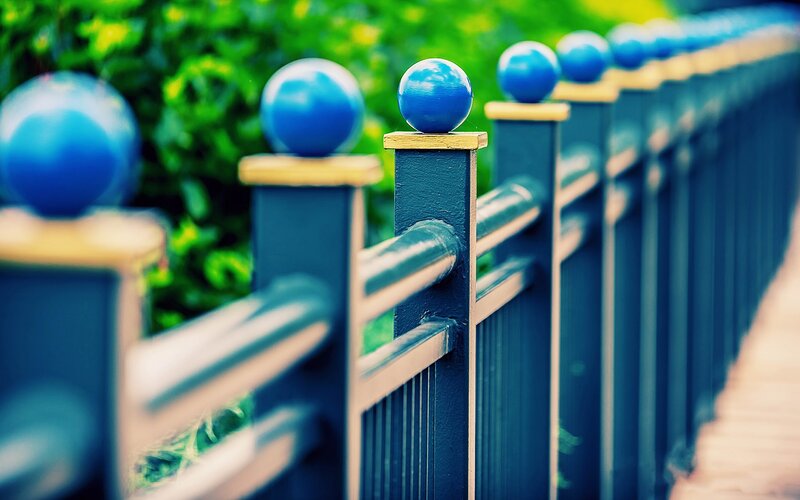 Blue Ball-Topped Fence