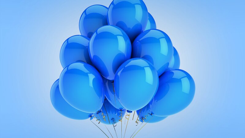 Blue Balloons Cluster — Calm, 3d Render