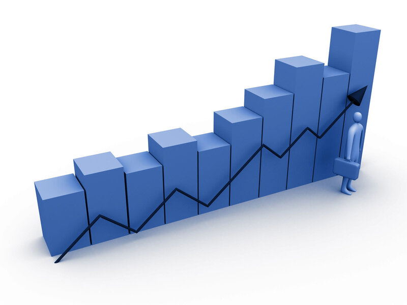 blue bar chart with business figure