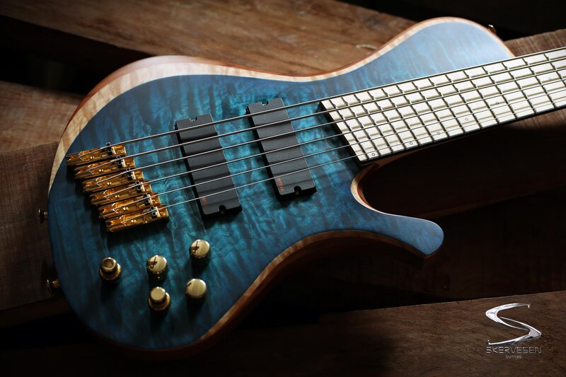 Blue Bass Guitar — Dramatic, Photograph