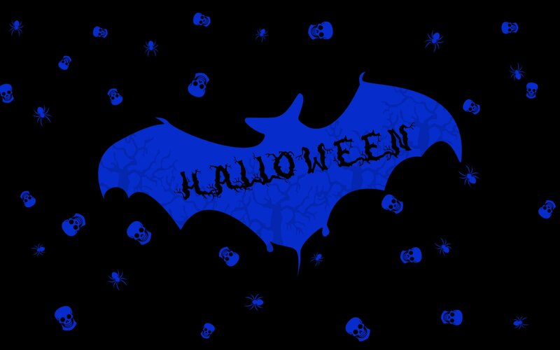 Blue Bat with Halloween Text