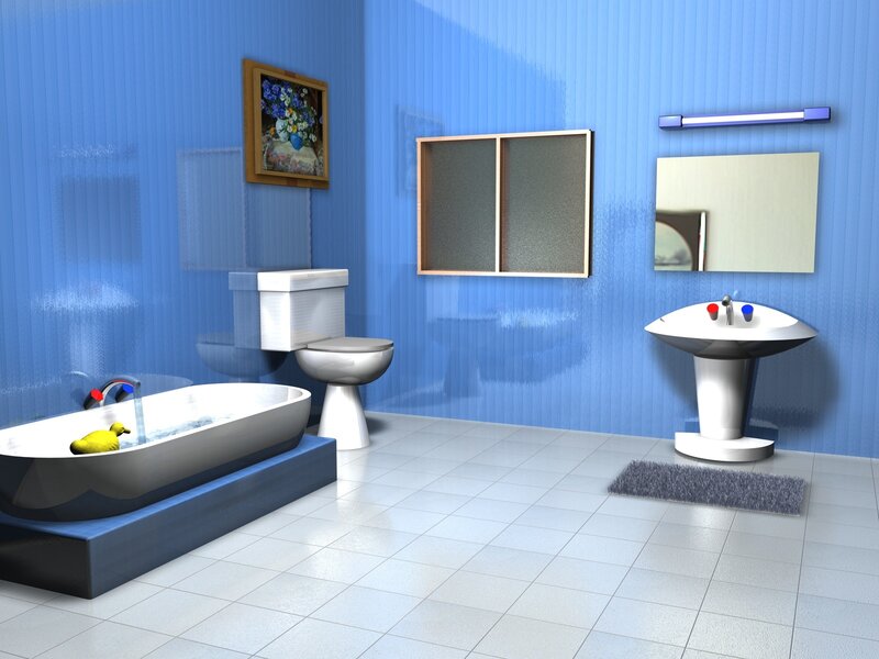 blue bathroom interior