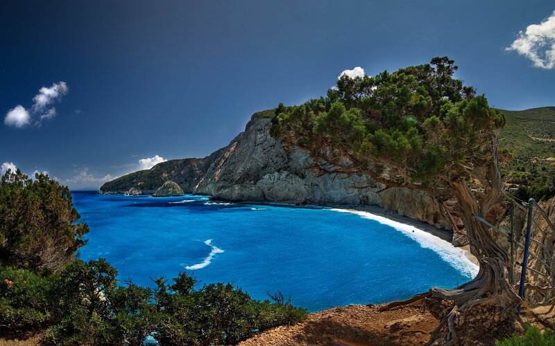 Blue Bay with Cliffs — Serene, Afternoon, Photograph