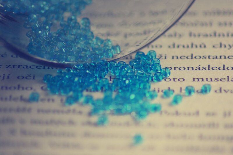 Blue Beads on Book