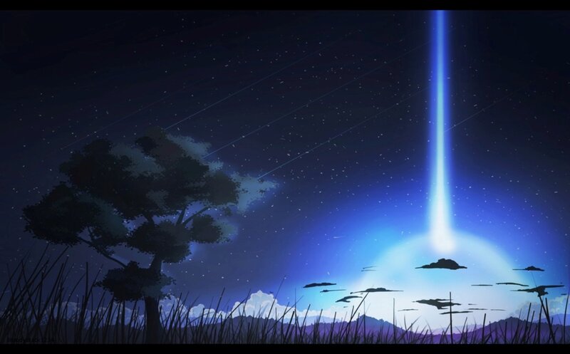 Blue Beam in Night Sky