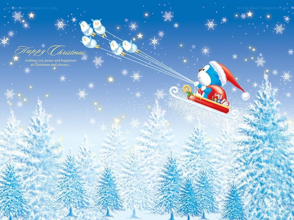 Blue Bear Christmas Sleigh Ride