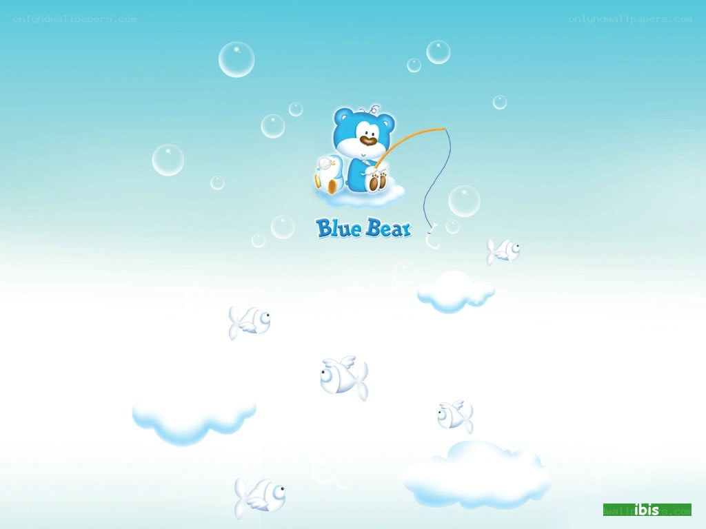 Blue Bear fishing in the sky